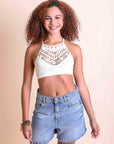Crochet Lace High Neck Bralette