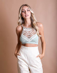 Crochet Lace High Neck Bralette