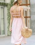 And The Why Smocking Open-Back Sleeveless Midi Dress