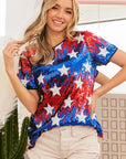 BiBi American Theme Star Pattern Sequin Top
