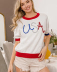 BiBi USA Metallic Letter Color Block Knit Top