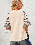 Womens Leopard Print Sleeve Top