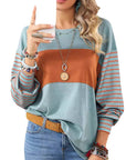 Womens Long Sleeve Pullover Tops Striped Basice T-shirt