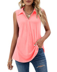 Mothers Day Gifts -Womens Summer Tank Loose Fit Causal Polo Shirts