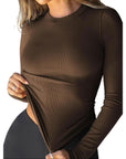 Fall Winter T-Shirts for Women Long Sleeve Round Neck