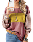 Womens Long Sleeve Pullover Tops Striped Basice T-shirt