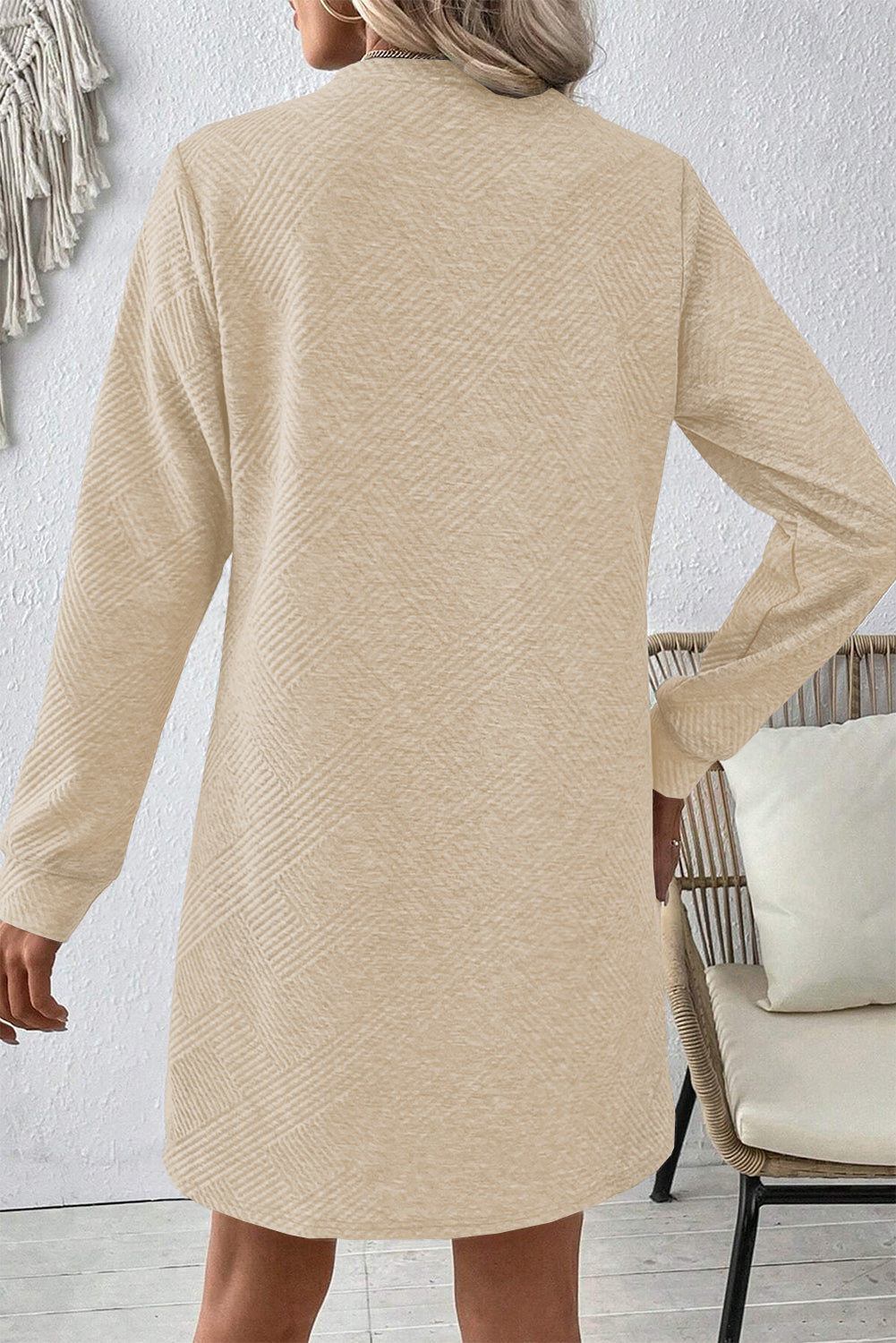 beige tailored long sleeve shift dress When You Sleep Long Sleeve Mini Dress | Beige | Womens
