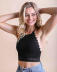 High Neck Crochet Trim Bralette