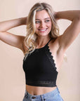 High Neck Crochet Trim Bralette