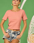 BiBi Rib Knit with Back Cross and Tied Detailed Top