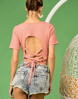 BiBi Rib Knit with Back Cross and Tied Detailed Top