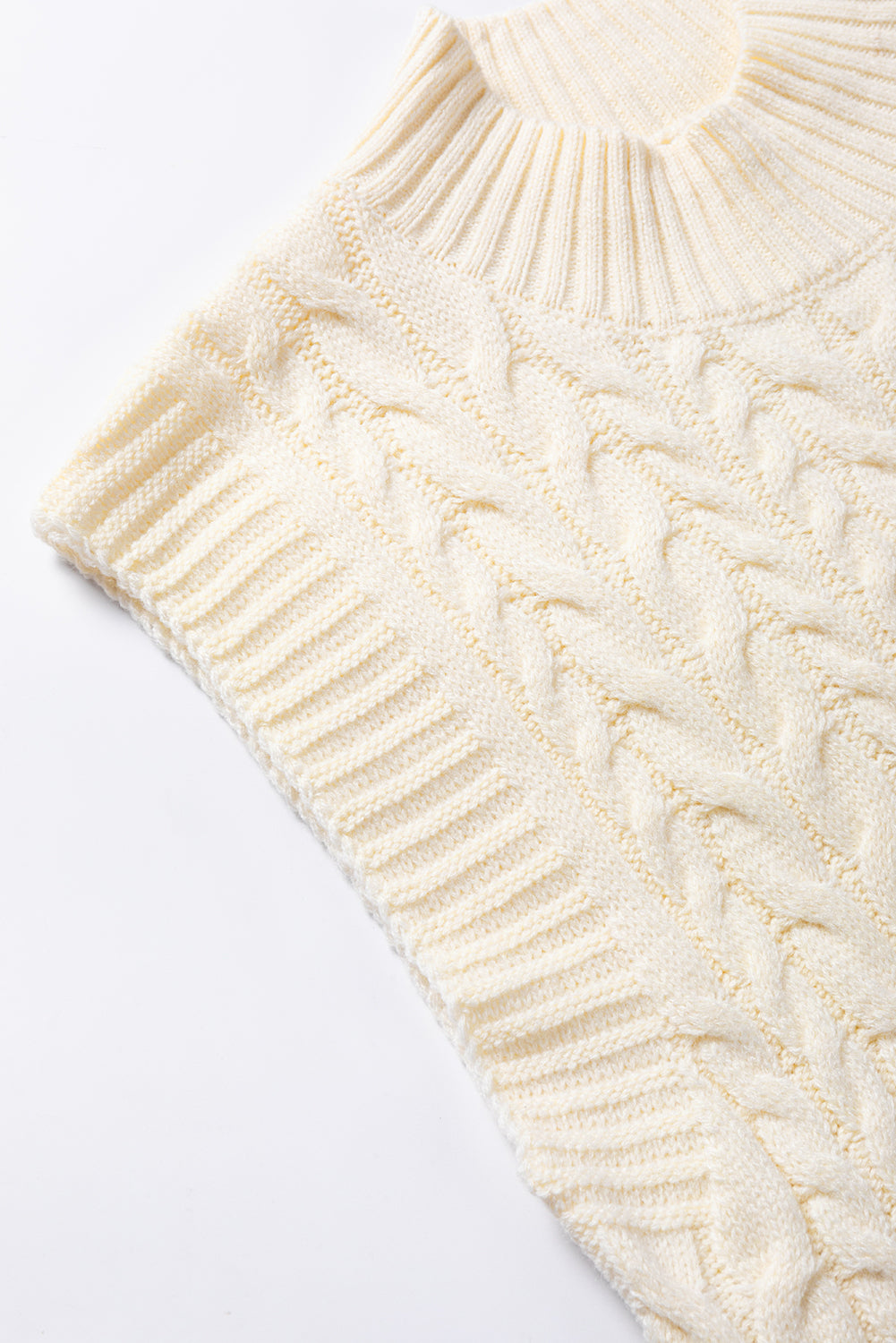 Oatmeal Cable Knit High Neck Sweater Vest