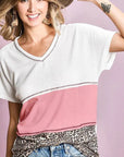 BiBi Colr Block Waffle Knit Top