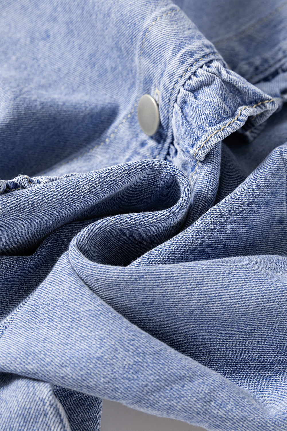 Beau Blue Ruffled Long Sleeve Denim Shirt