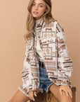 Frayed Aztec Western Shacket