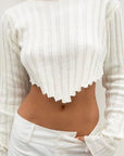Cropped thick ribbed sweater