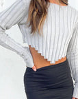 Cropped thick ribbed sweater
