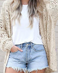Crochet Dolman Knit Sleeve Cardigan