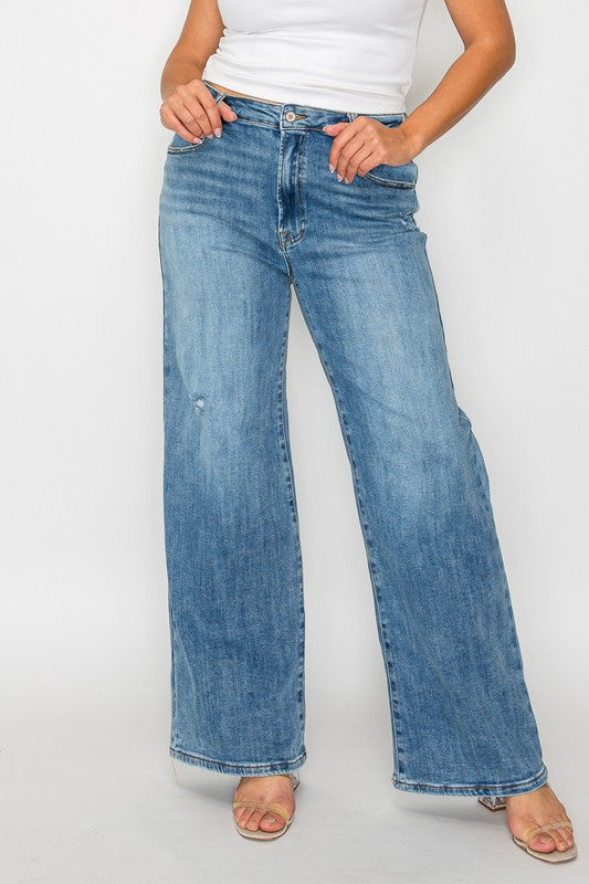 Bytos Full Size High Rise Wide Leg Jeans