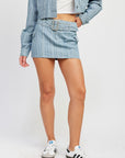 Belted Mini Denim Skirt