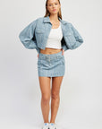 Belted Mini Denim Skirt