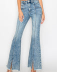 High rise stretch flare w/seamed front jeans
