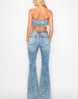 High rise stretch flare w/seamed front jeans