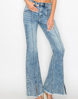 High rise stretch flare w/seamed front jeans
