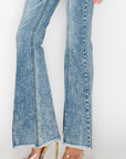 High rise stretch flare w/seamed front jeans