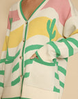 Wavy stripe cactus knit cardigan