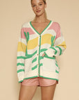 Wavy stripe cactus knit cardigan