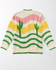 Wavy stripe cactus knit cardigan