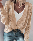 Hollow Knit Drop Shoulder Cardigan
