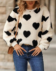 Fuzzy heart sweater