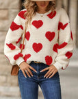 Fuzzy heart sweater