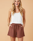 Lace Patchwork Drawstring High Waist Shorts