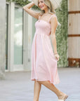And The Why Smocking Open-Back Sleeveless Midi Dress