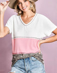 BiBi Colr Block Waffle Knit Top