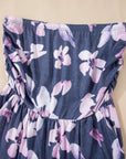 Floral Ruched Strapless Bandeau Pocketed Romper