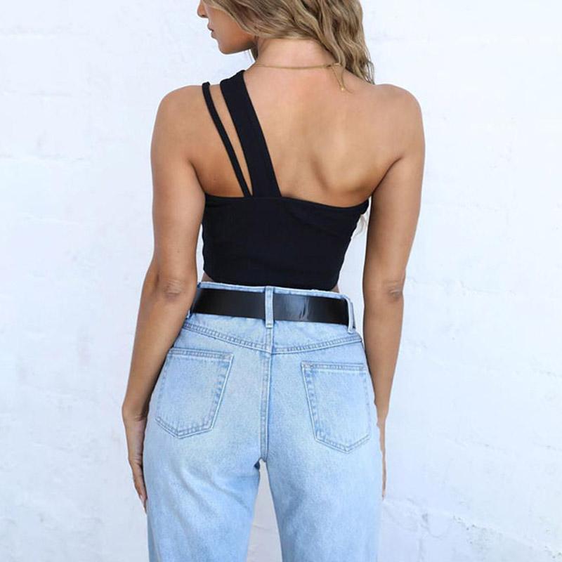 One shoulder drawstring crop top