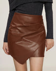 Ruched Mini Skirt with Zipper