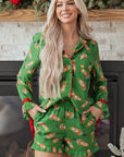 Christmas Bow Top and Ruffle Shorts Pajama Set