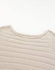Ribbed Knit Reverse Seam 3/4 Sleeve Sweater