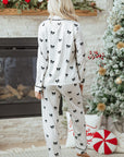 Bow Long Sleeve Top and Pants Pajama Set