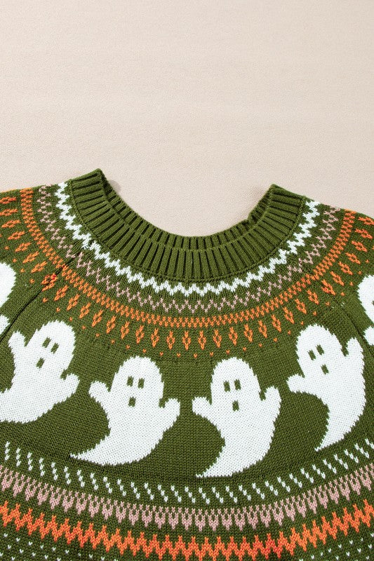 Kaylee Halloween Ghost Pattern Sweater