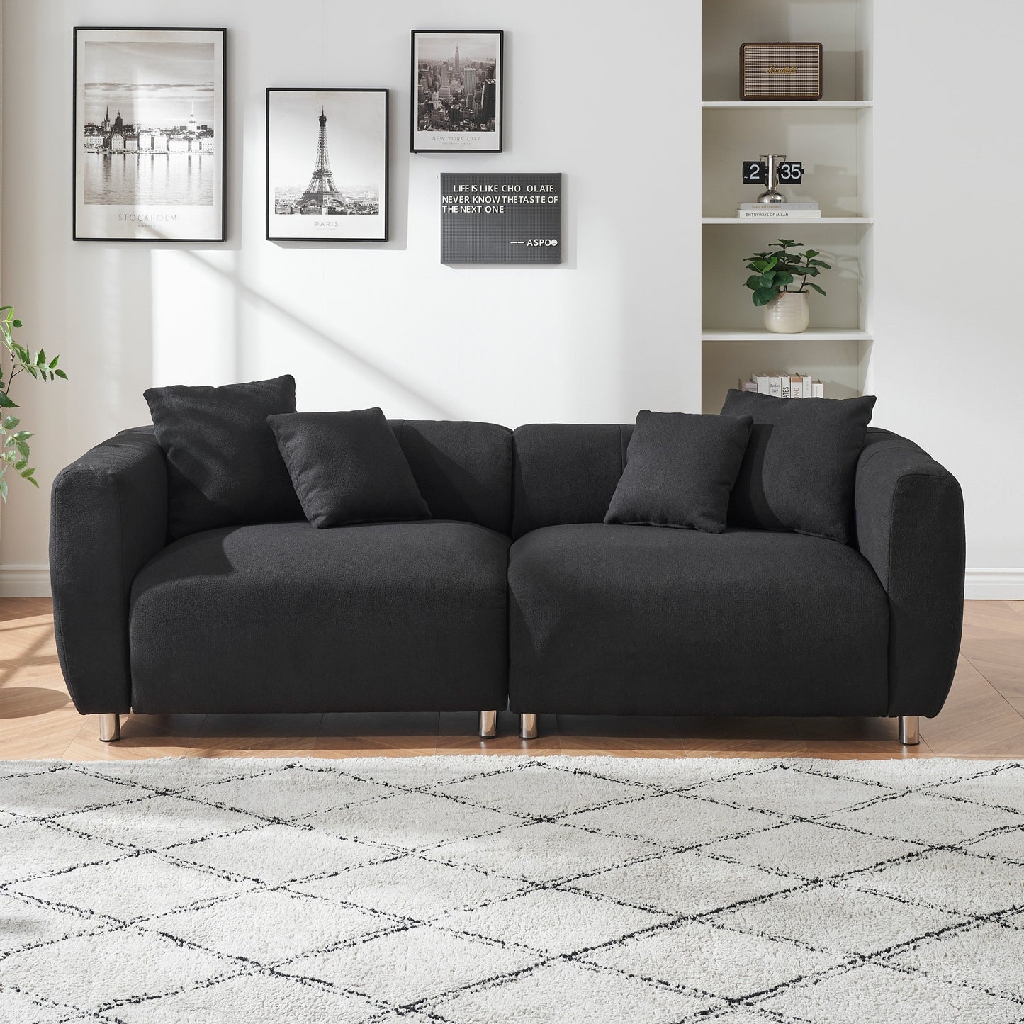 Cotton Linen Sofa with Metal Legs