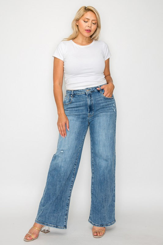 Bytos Full Size High Rise Wide Leg Jeans