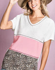 BiBi Colr Block Waffle Knit Top