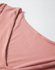 Fuchsia Elegant V-Neck Long Sleeve Casual Bodysuit