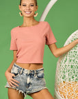 BiBi Rib Knit with Back Cross and Tied Detailed Top